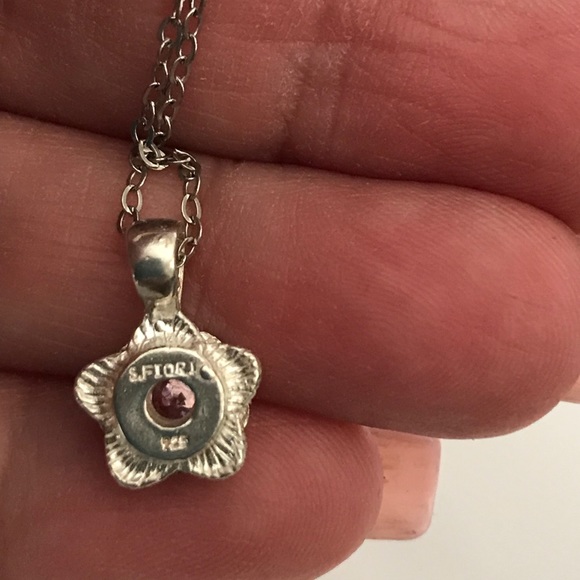 Sophia Fiori Pink Sapphire Kelani Flower Necklace - Picture 5 of 8